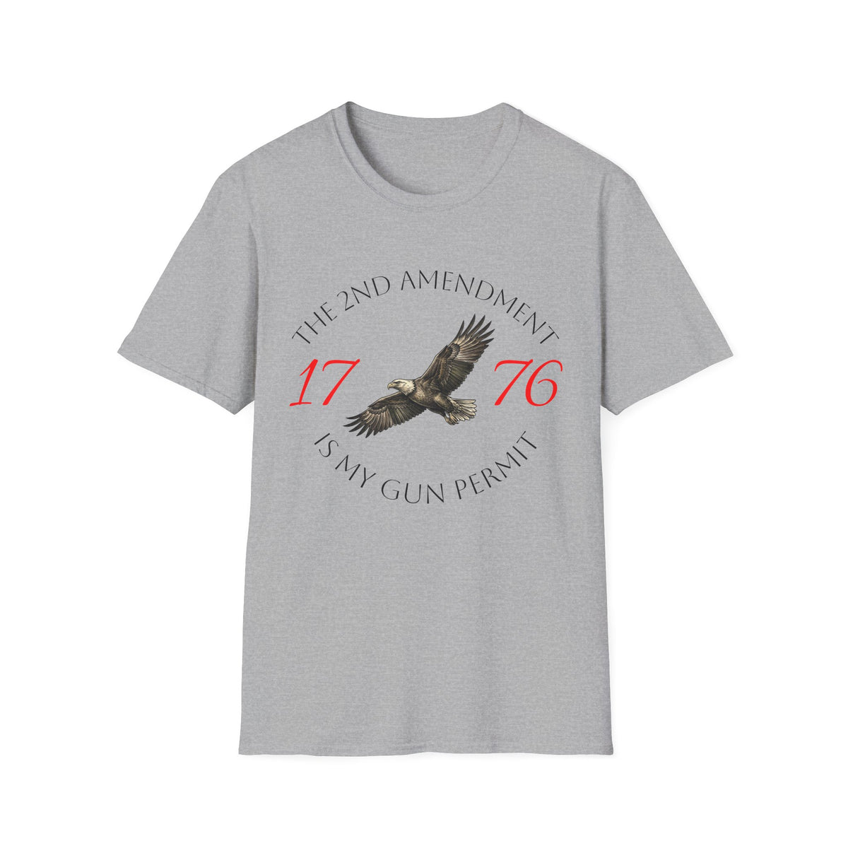 2nd Amendment Eagle T-Shirt — "The 2nd Amendment Is My Gun Permit" 1776 Patriotic Tee