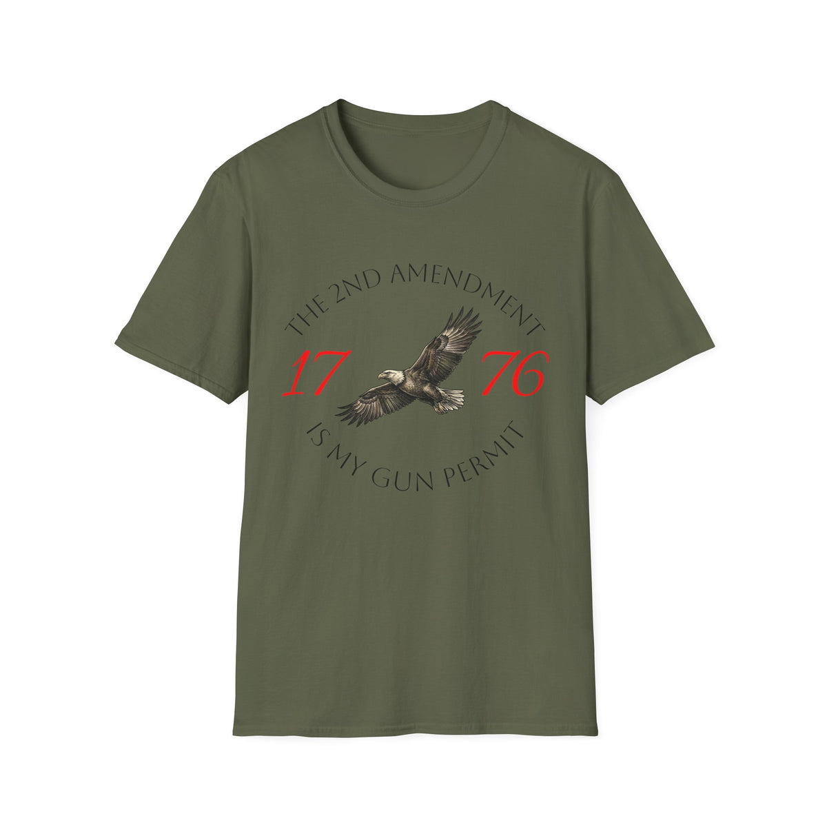 2nd Amendment Eagle T-Shirt — "The 2nd Amendment Is My Gun Permit" 1776 Patriotic Tee